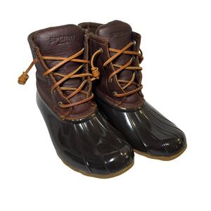 Sperry Saltwater Womens 8M Brown Leather Waterproof Duck Boots STS91176